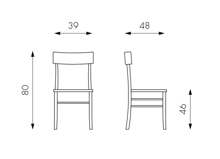 Set 4 Sedie 48x39xH80 cm in Legno Brera Turchese