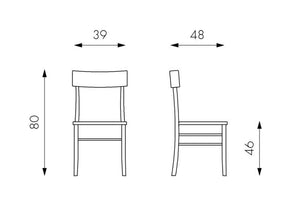 Set 4 Sedie 48x39xH80 cm in Legno Brera Turchese