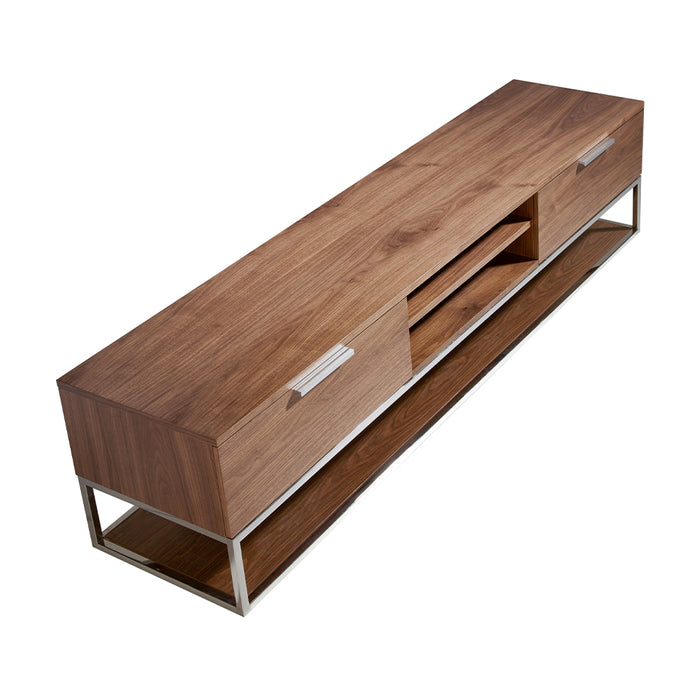 Mobile TV 200x46x46 cm legno noce e acciaio cromato