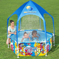 Bestway Steel Pro Careful Piscina Per Bambini Con Telo Ombreggiante 183x51 cm