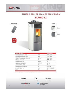 STUFA PELLET KW 10,1 KING 12 ROUND BORDEAUX MADE IN ITALY