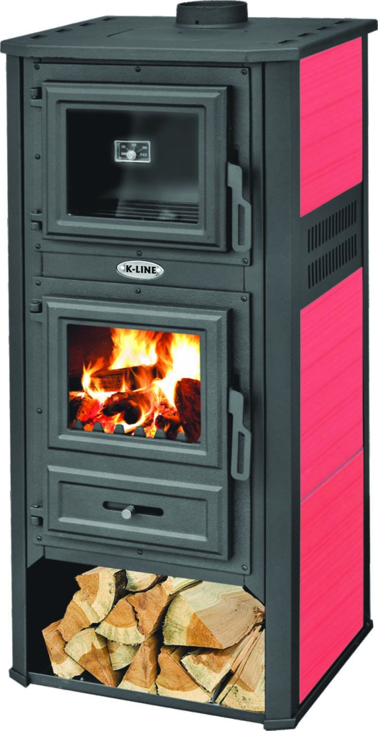 STUFA A LEGNA 13KW  KALOROSA  CON FORNO ROSSO 49x46xH116 cm