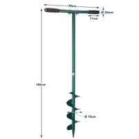 Trivella a Mano Manuale Altezza 100 cm Spirale 10 cm Impugnatura Morbida Verde