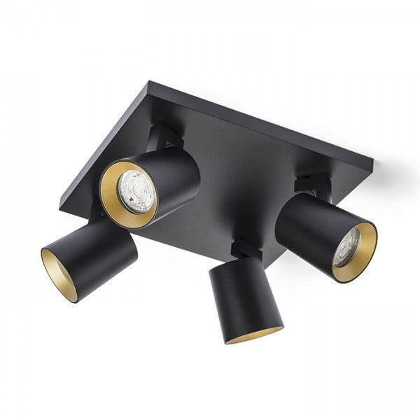 Faretto KENNY IV da soffitto nero/oro  230V GU10 4x35W