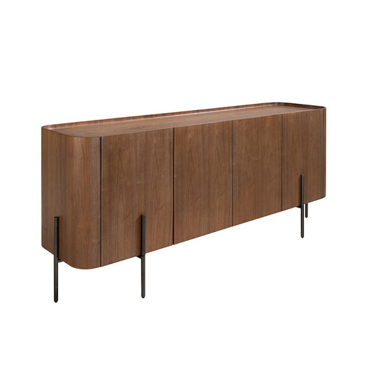 Credenza in legno di noce e acciaio nero