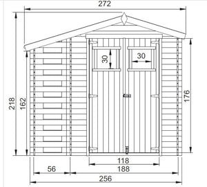 Casetta in legno con legnaia 256x200