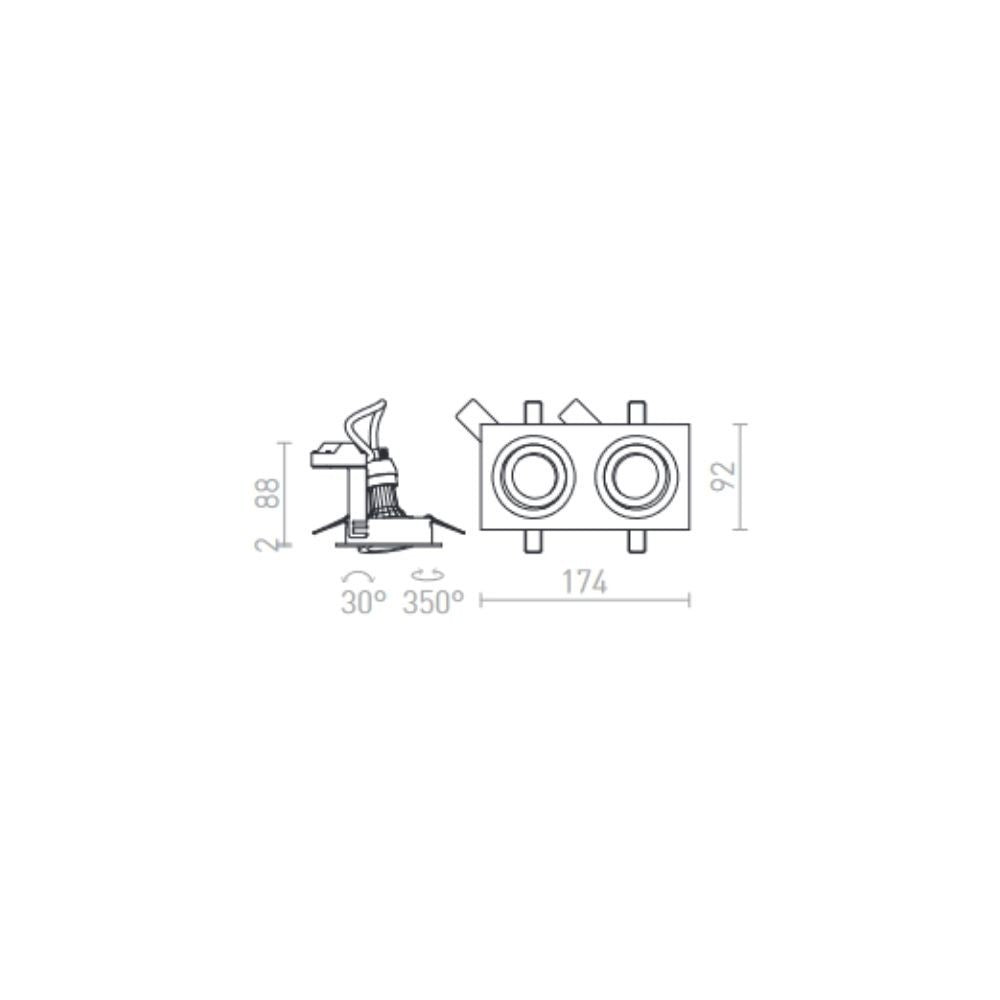 Faretto PASADENA GU10 SQ II da incasso bianco 230V GU10 2x50W