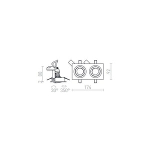 Faretto PASADENA GU10 SQ II da incasso alluminio pettinato 230V GU10 2x50W