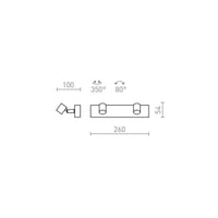 Faretto TRICA II da parete bianco  230V GU10 2x25W