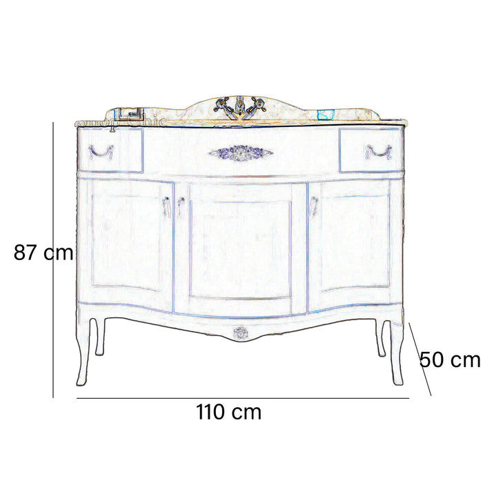 Composizione arredo bagno classico bombato noce