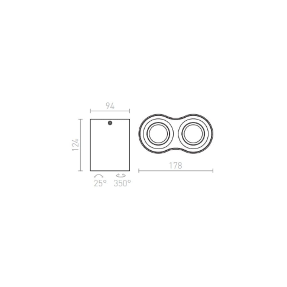 Faretto MILANO II da soffitto alluminio pettinato 230V GU10 2x35W