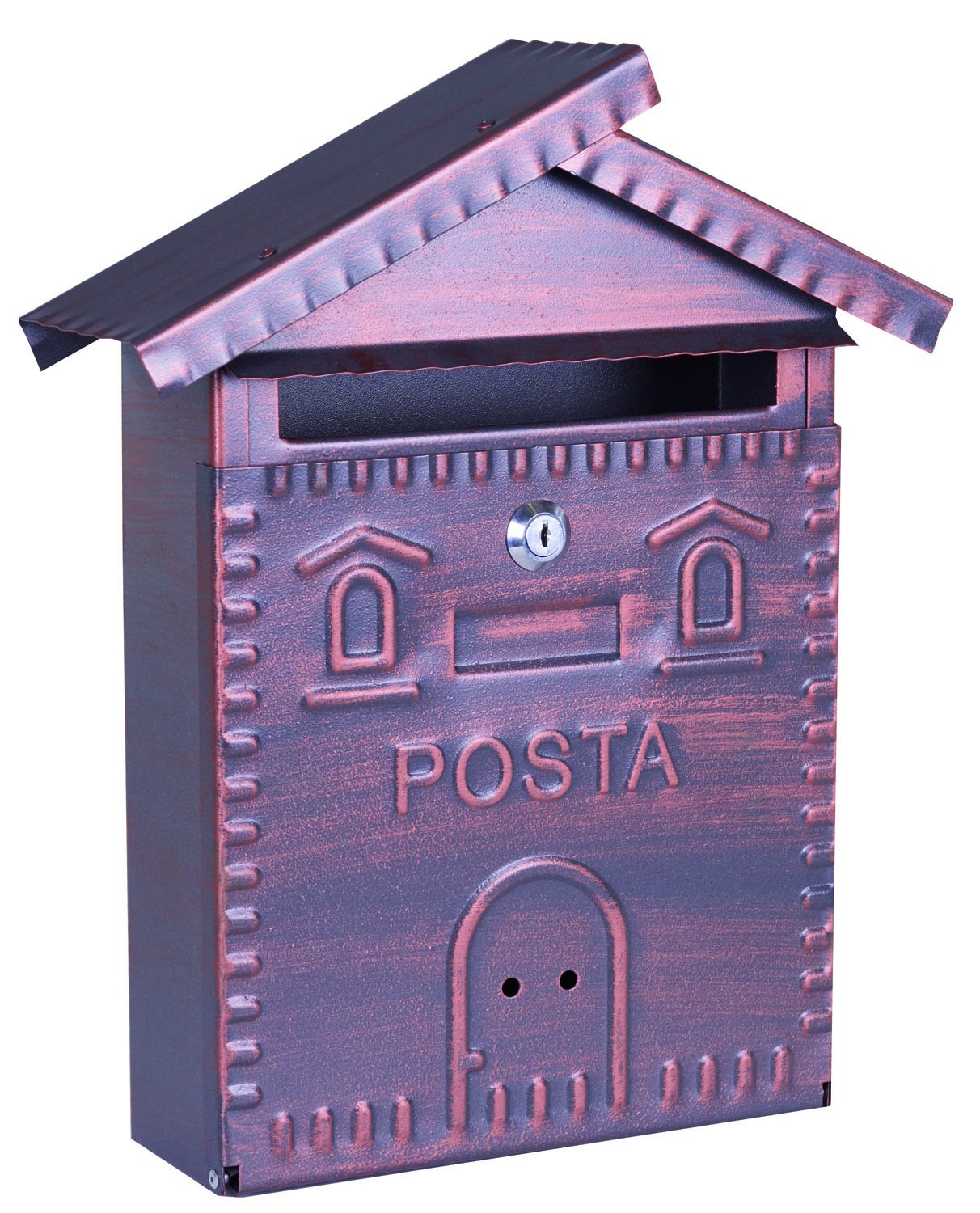 CASSETTA POSTALE IN FERRO BATTUTO FORMA A CASETTA-700 L28xP8xH34 cm