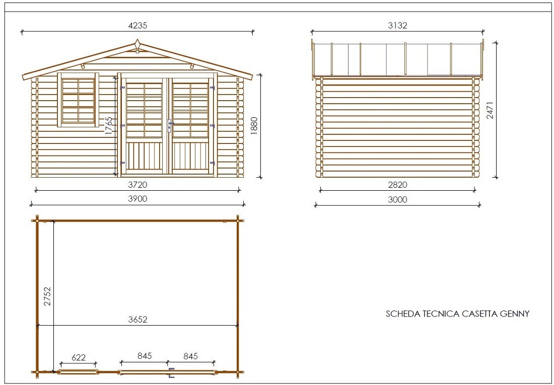 Casetta in legno GENNY  cm. 390X300 senza pavimento