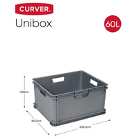 Curver Scatola Portaoggetti Unibox XL 60L Grigia 443868