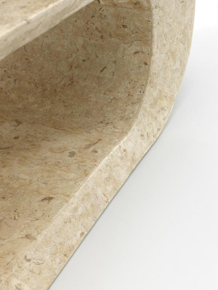 Tavolino da Salotto 62x120xH35 cm in Pietra fossile Sandu Beige