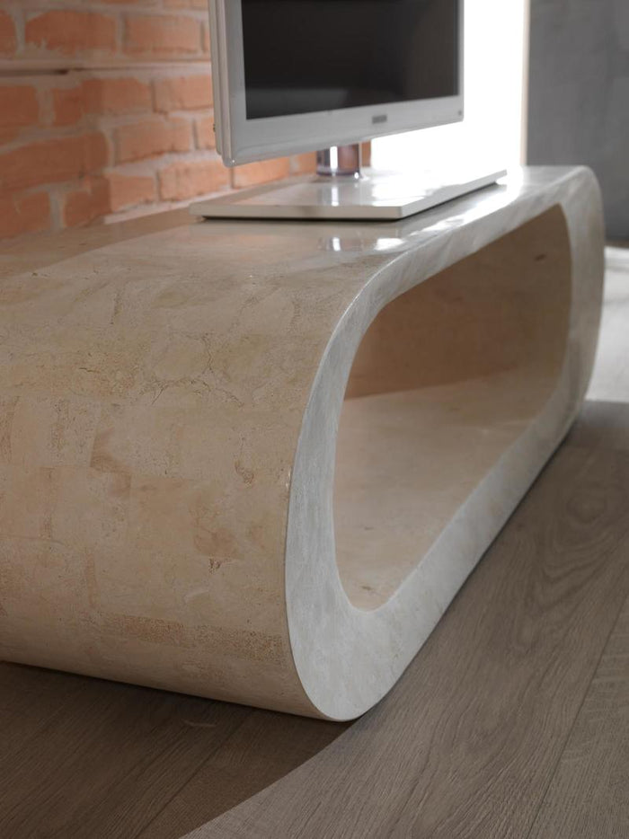 Tavolino da Salotto 62x120xH35 cm in Pietra fossile Sandu Beige