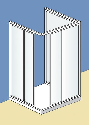 Box Doccia Acrilico - 3 lati, Apertura Scorrevole Opaco Effetto Goccia - Misura: 80 x 90 x 80 x h185