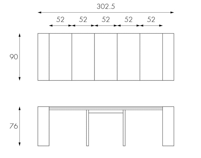 Consolle Allungabile 90x42,5/302,5xH76 cm in Mdf laccato Pinocchio Tortora