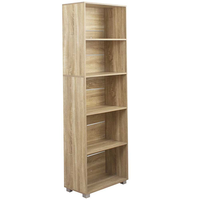 Mobile Mobiletto Libreria a Scaffali 5 Ripiani In Legno Naturale 60x31x190 cm