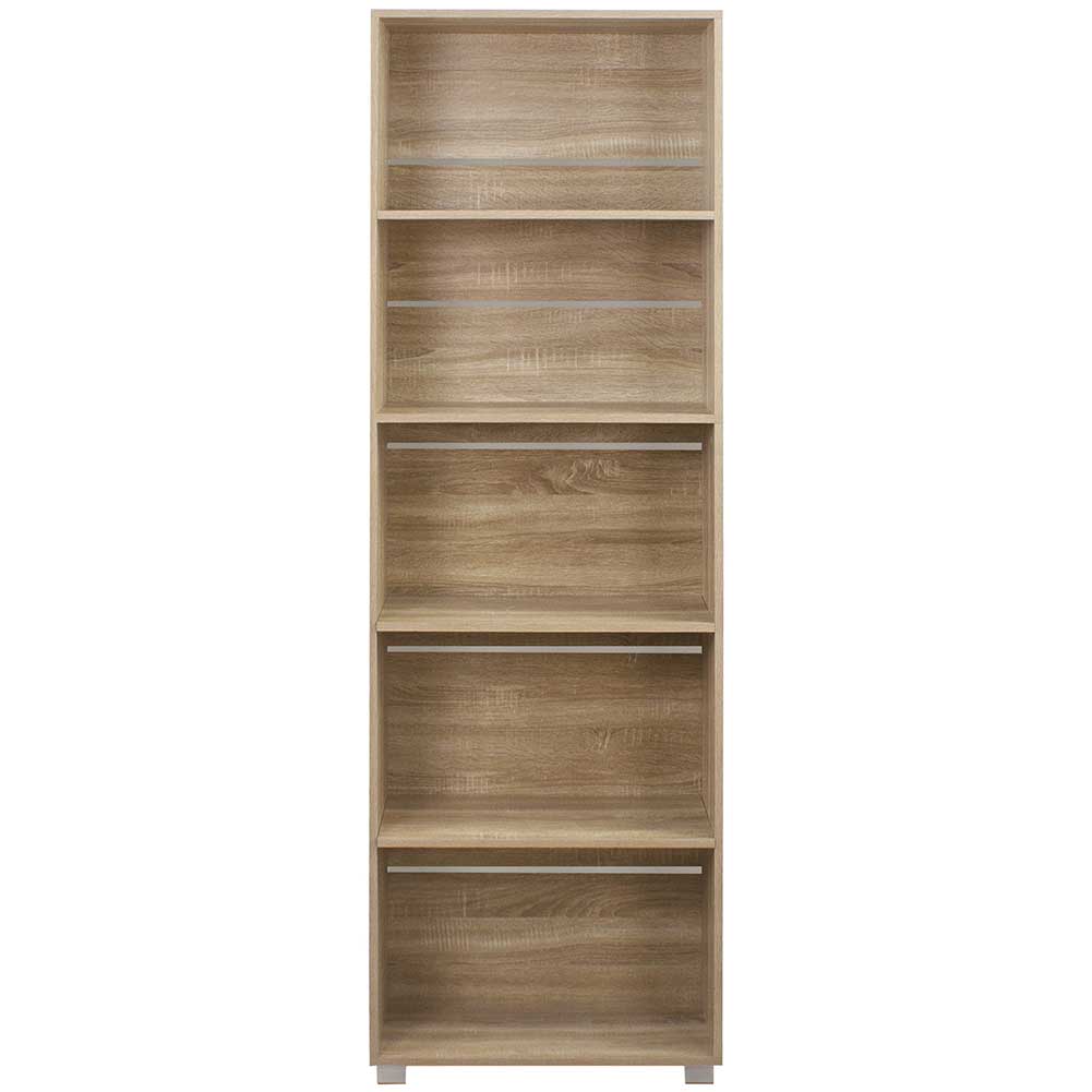 Mobile Mobiletto Libreria a Scaffali 5 Ripiani In Legno Naturale 60x31x190 cm