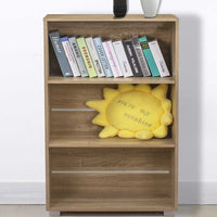 Mobile Mobiletto Libreria a Scaffali 3 Ripiani In Legno Naturale 60x31x115 cm