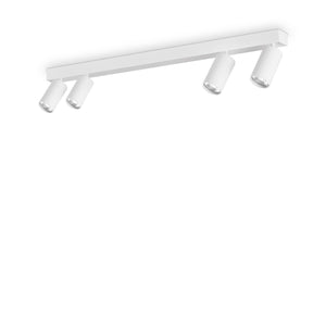 Plafoniera Contemporanea Profilo Metallo Bianco 4 Luci Gu10 28W 3000K Ip20