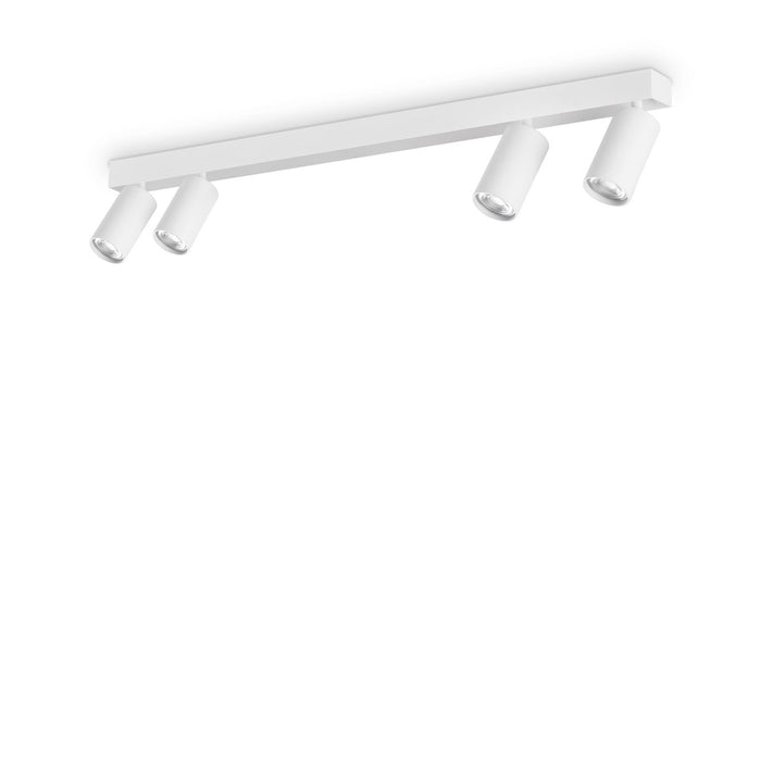 Plafoniera Contemporanea Profilo Metallo Bianco 4 Luci Gu10 28W 3000K Ip20