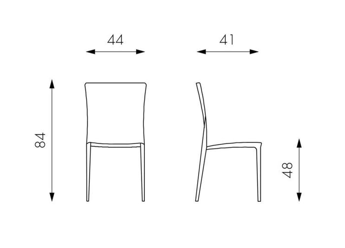 Set 4 Sedie 41x44xH84 cm in Polipropilene Denise Nero