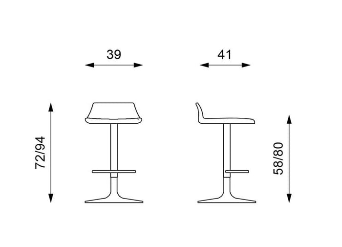 Sgabello Bar 39x41xH72/94 cm in Polipropilene Fred Bianco