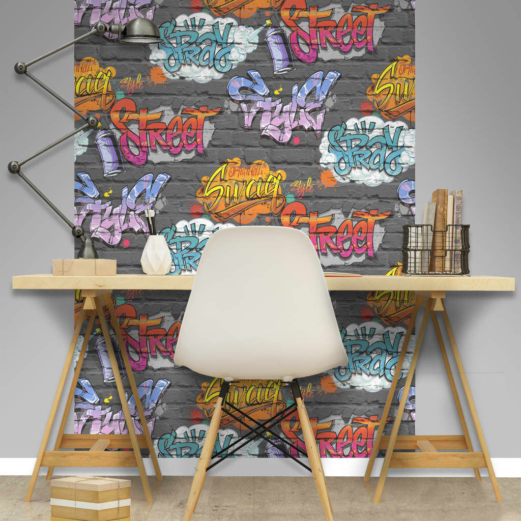 DUTCH WALLCOVERINGS Carta da Parati Graffiti Multicolore L179-01 422372