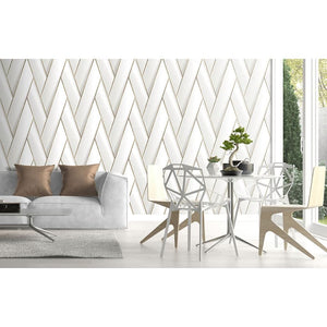 DUTCH WALLCOVERINGS Carta da Parati Geometric Bianco e Oro 442573