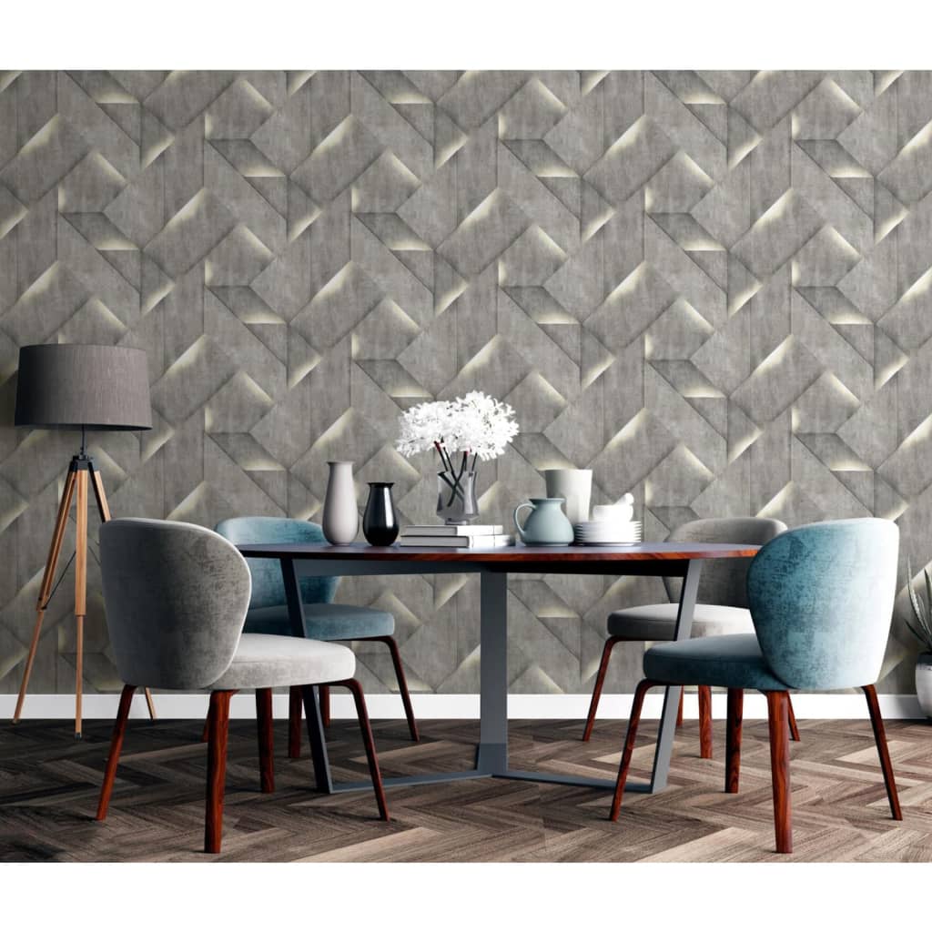 DUTCH WALLCOVERINGS Carta da Parati Onyx Grigio Scuro 442577