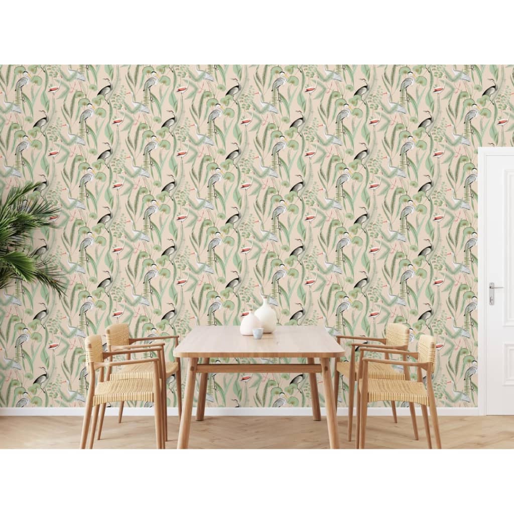 DUTCH WALLCOVERINGS Carta da Parati "Chevron" Crema e Menta 442563