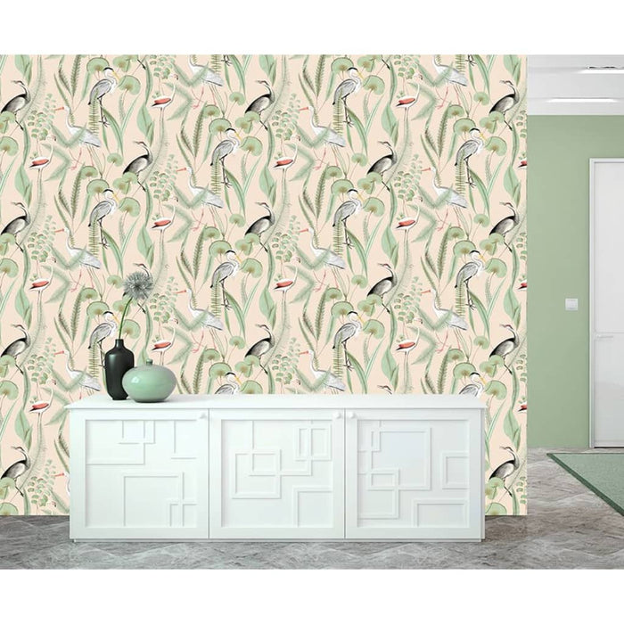 DUTCH WALLCOVERINGS Carta da Parati "Chevron" Crema e Menta 442563