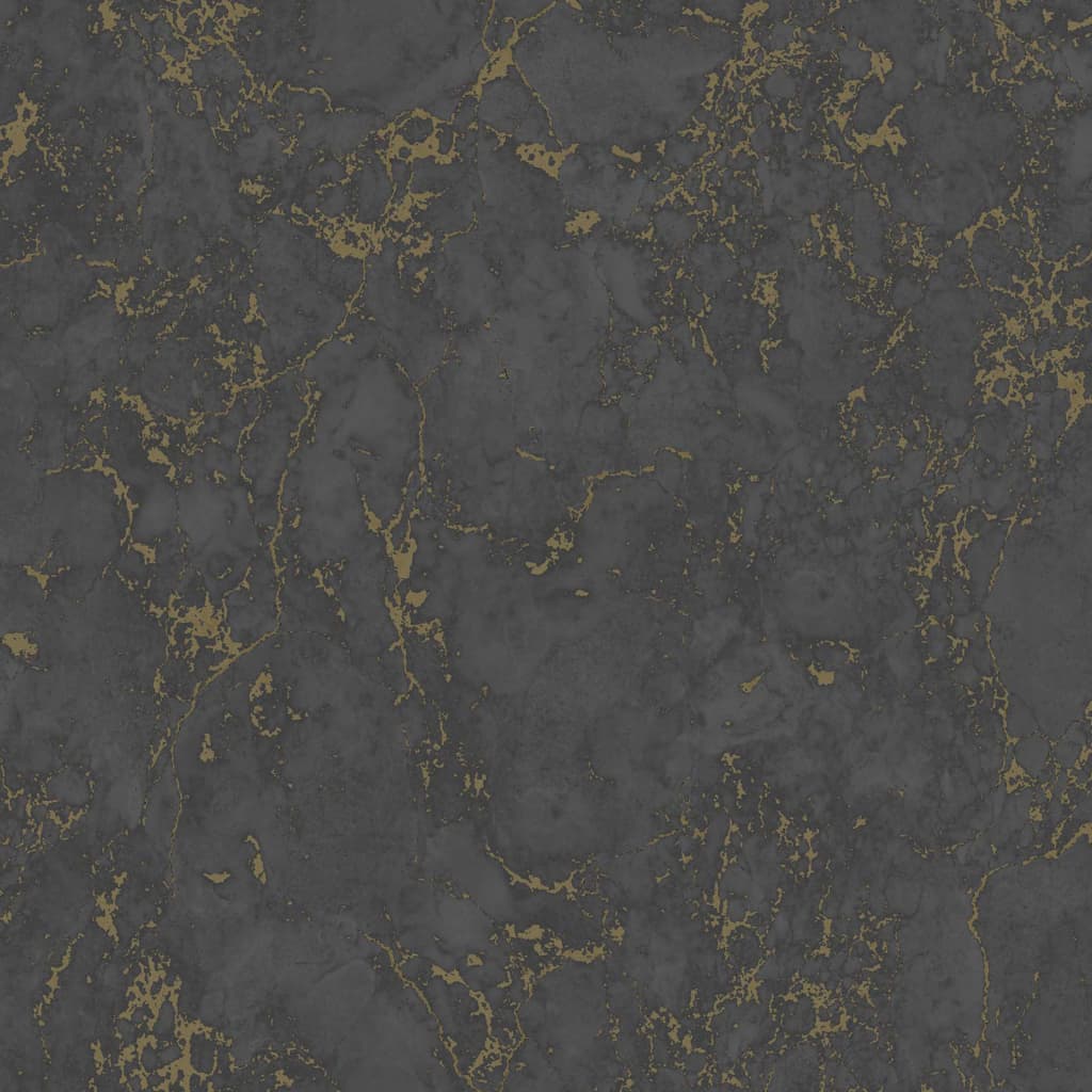 DUTCH WALLCOVERINGS Carta da Parati Motivo Marmo Nero e Oro 430642