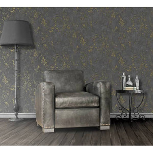 DUTCH WALLCOVERINGS Carta da Parati Motivo Marmo Nero e Oro 430642