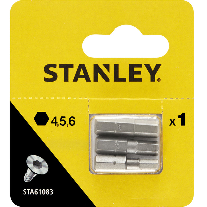 PIRANHA/STANLEY STA61083 (X61083) 3 INSERTI MM.25 ES. 4-5-6 STANLEY PZ 1,0