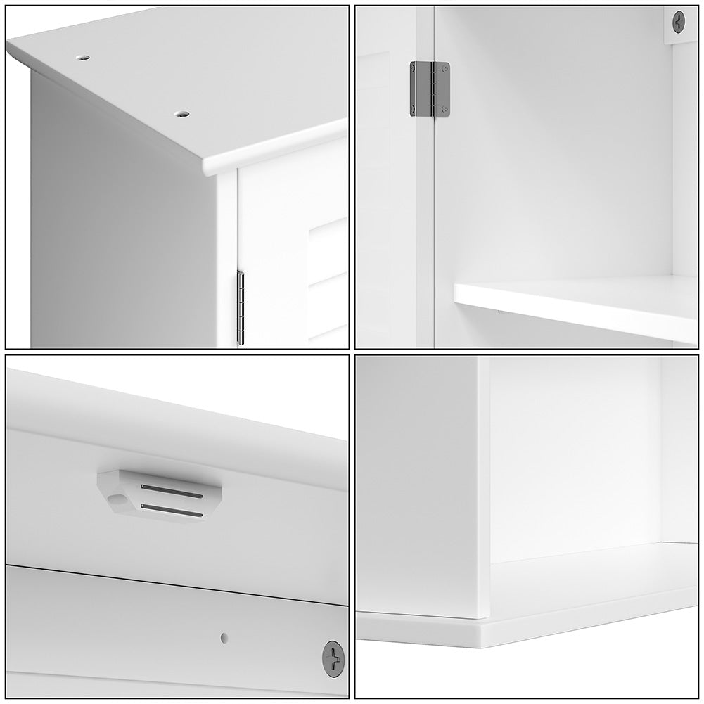 Mobile Mobiletto Armadietto Bagno Portaoggetti Con 2 Ante Legno Bianco 60x20x70