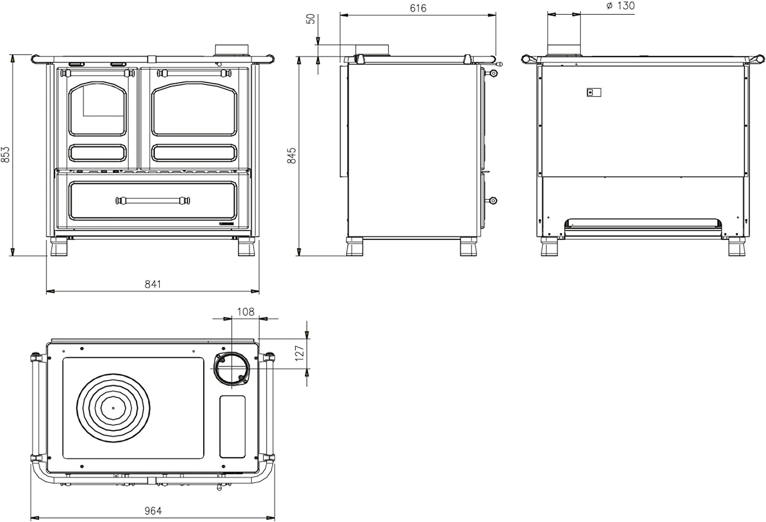 STUFA CUCINA FAMILY 4,5 CAPPUCCINO 7,5kw LA NORDICA EXTRAFLAME 97x86x56cm