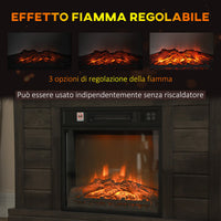 Camino Elettrico da Pavimento 1800W Effetto Fiamma e Telecomando 96,5x22x81,7 cm Grigio Scuro