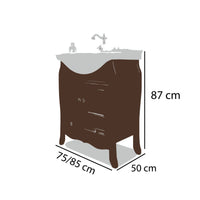 Arredo bagno con base e lavabo arte povera con specchio - 75 cm