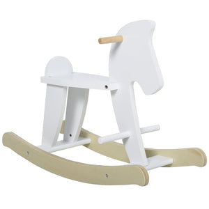 Cavallo a Dondolo per Bambini 68x26,5x48 cm in Legno Bianco