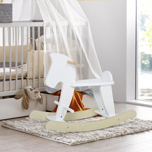 Cavallo a Dondolo per Bambini 68x26,5x48 cm in Legno Bianco