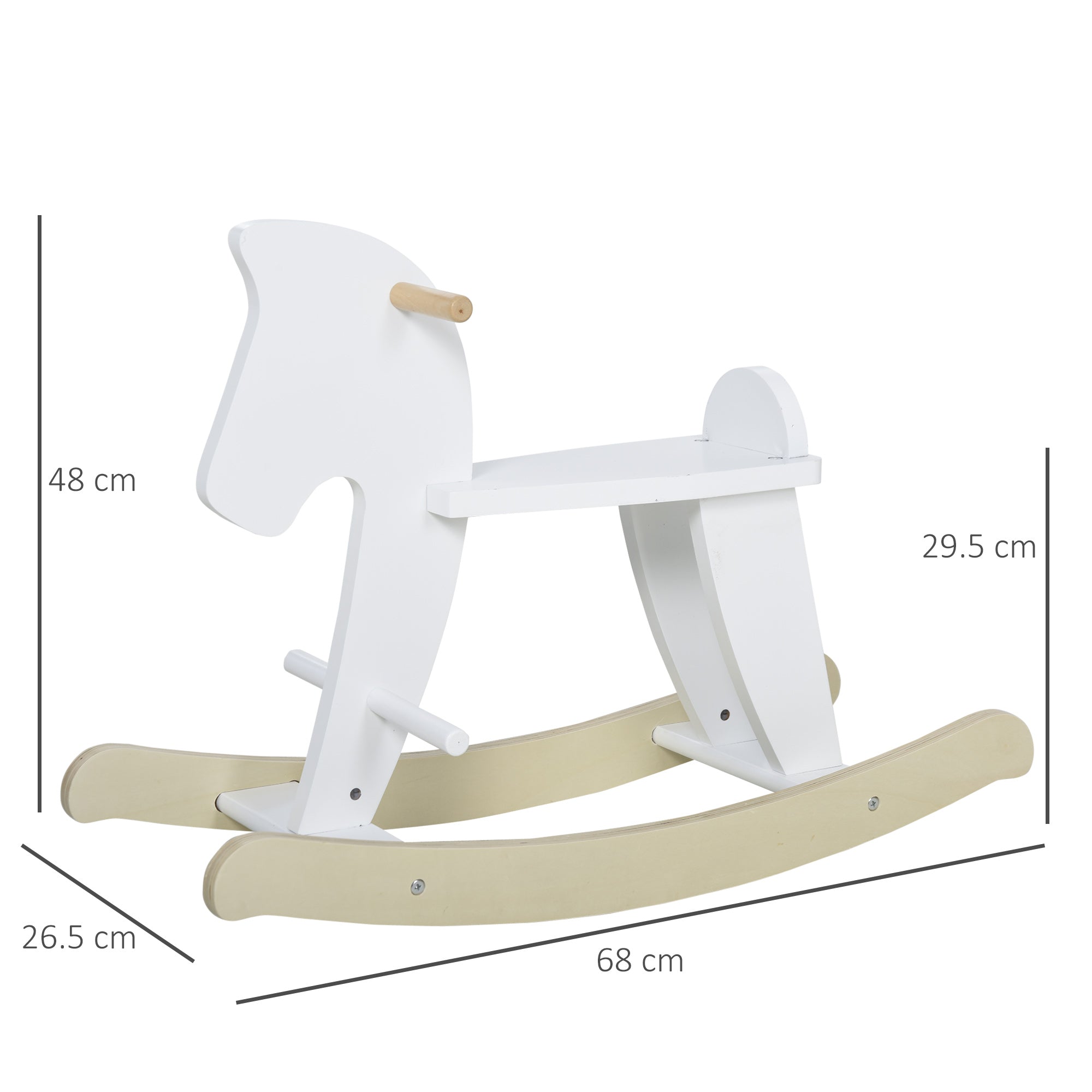 Cavallo a Dondolo per Bambini 68x26,5x48 cm in Legno Bianco