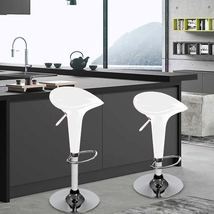 Set 2 Sgabelli Cucina Regolabile Acciaio e ABS Sgabello Girevole Bianco Casa Bar