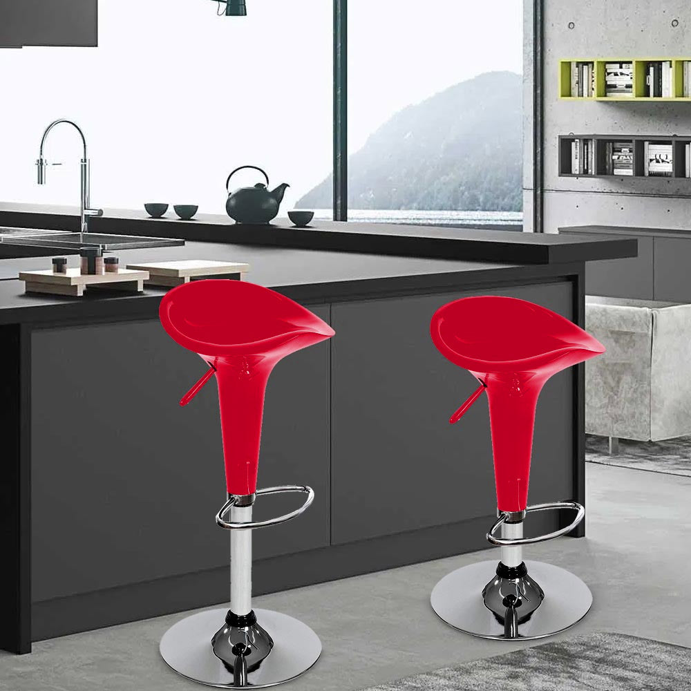 Set 2 Sgabelli Cucina Regolabile Acciaio e ABS Sgabello Girevole Bordo Casa Bar