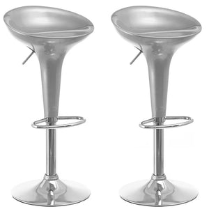 Set 2 Sgabelli Cucina Regolabile Acciaio e ABS Sgabello Girevole Silver Casa Bar