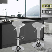 Set 2 Sgabelli Cucina Regolabile Acciaio e ABS Sgabello Girevole Silver Casa Bar