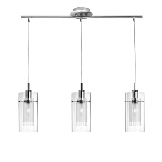 Lampadario Contemporaneo Duo 1 Acciaio Cromo 3 Luci E14