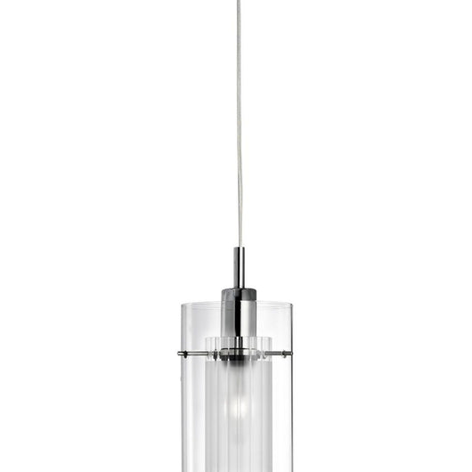 Lampadario Contemporaneo Duo 1 Acciaio Cromo 3 Luci E14